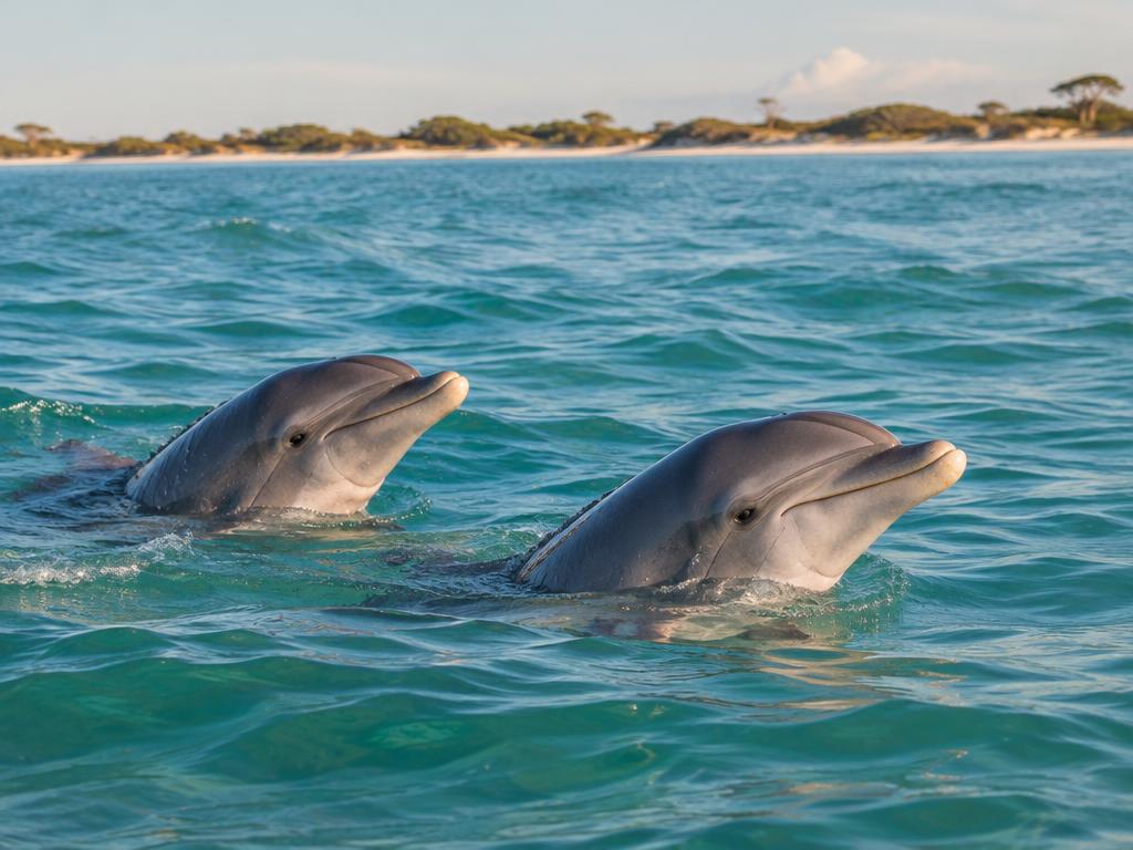 Dolphins on the bay